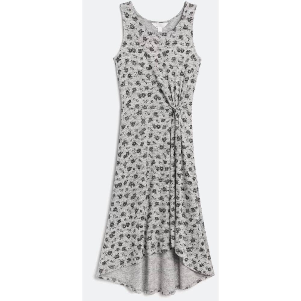 Market & Spruce Karsyn High-Low Sleeveless Gray Black Floral Midi Dress Size XL